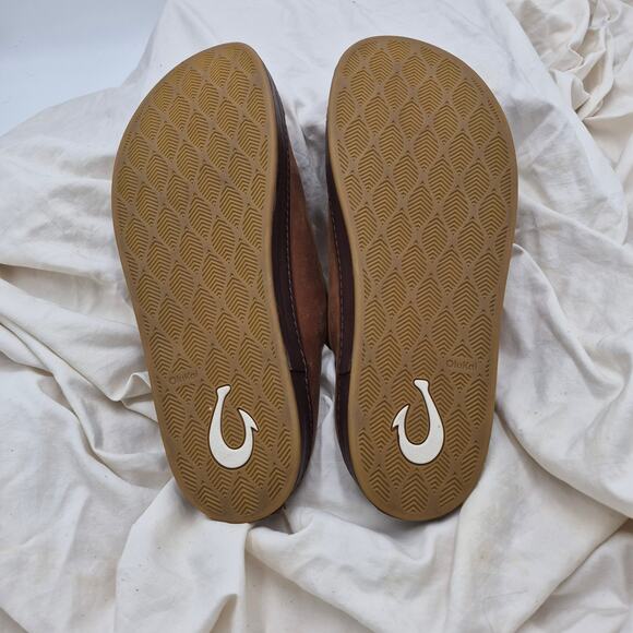OluKai Kuʻu brown suede slip-on shoes Leather Mules Men’s size 11